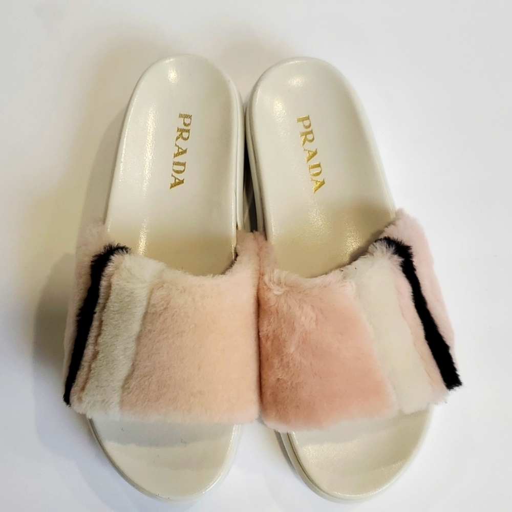 Prada Fuzzy Slides